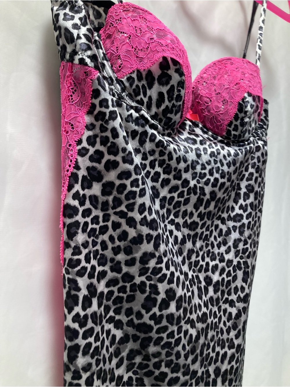 Vintage La Senza Cherry Tag Leopard Bustier Corset Y2K Pink Lace